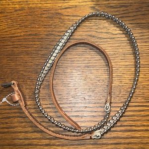 SOLD Vintage leather waist belt with ornate beaded decorations